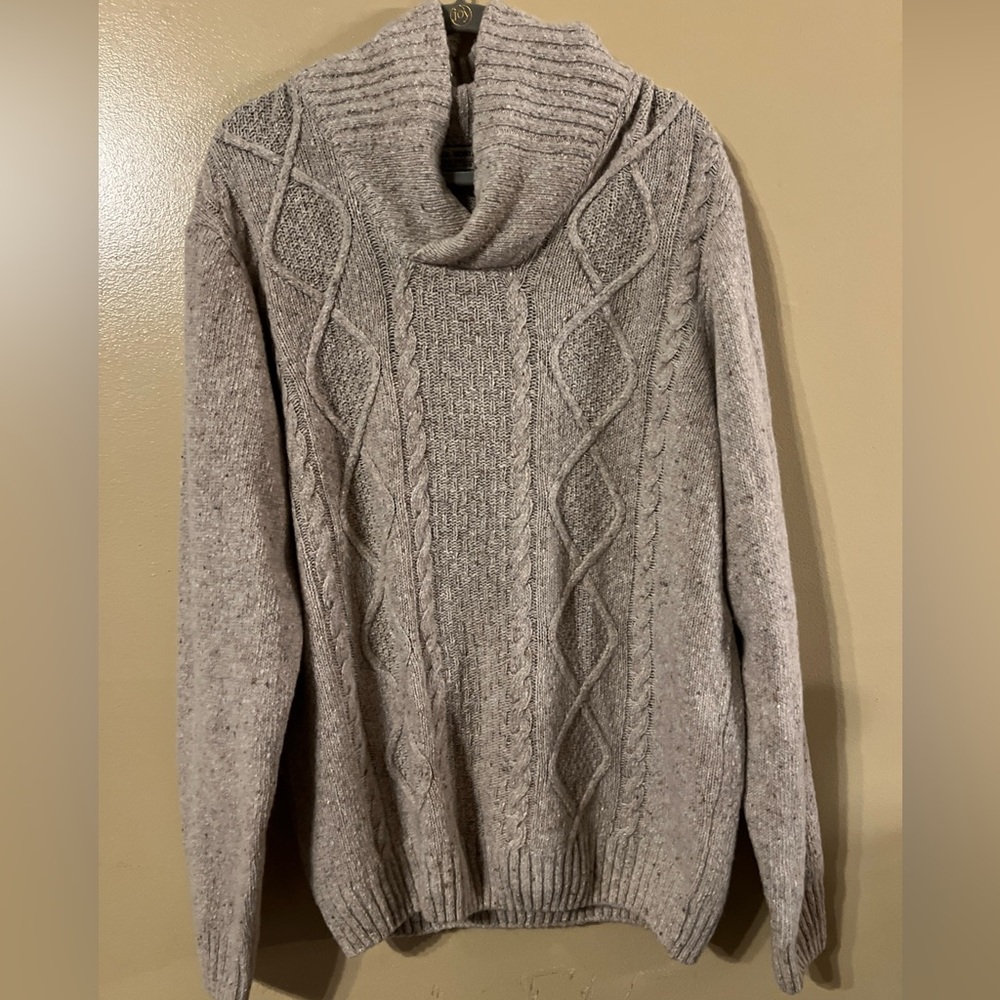 Luca Nobili Wool Blend Shawl Neck Cable Knit Sweater Size Mens XL Beige P7